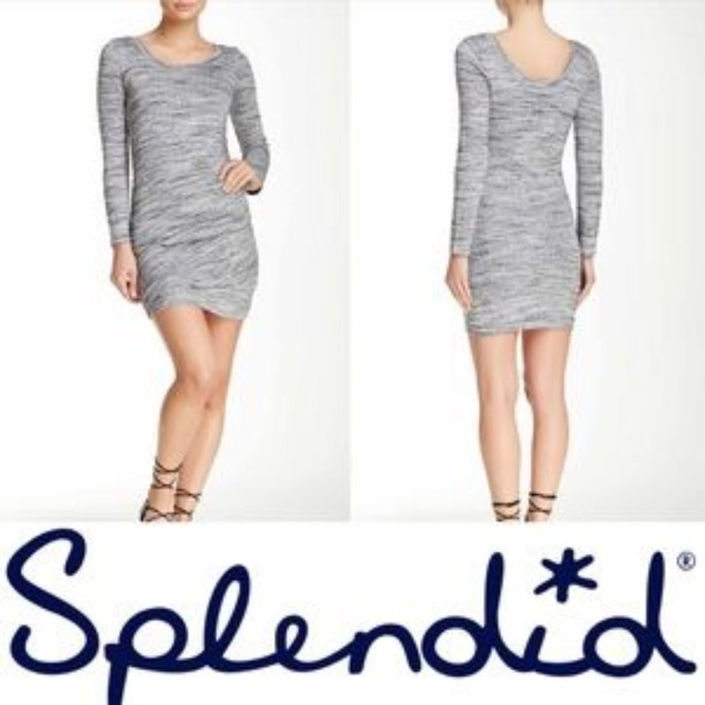 SPLENDID Gray Spacedye Long Sleeve Sweater Small